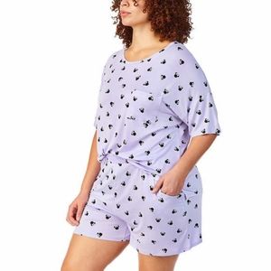 Disney Short Pajama Lounge Set with Pockets Purple Top Shorts Comfort